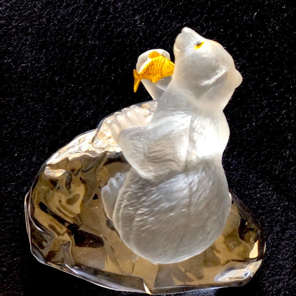 🧸FM Igor Carl Fabergé Crystal Bear with 24k Gold Fish - Crystal Cape - Picture 15 of 16